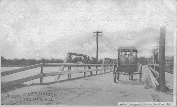 [shark river bridge 1908 from Avon to Belmar (the casino is in the background, middle right side)]