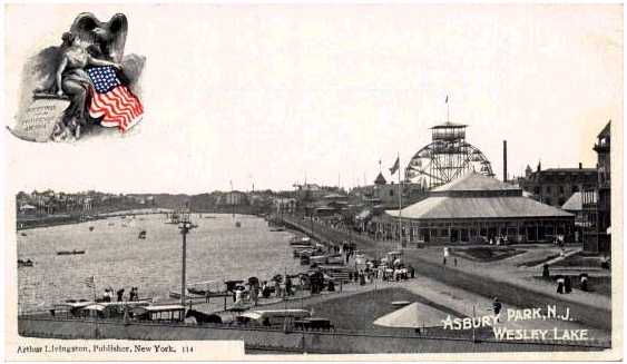 [Wesley lake,  Palace and Ferris Wheel from the Casino about 1906. post card #2]